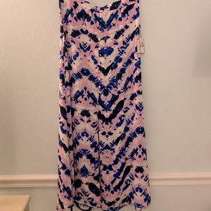 Maxi silk skirt with side slit